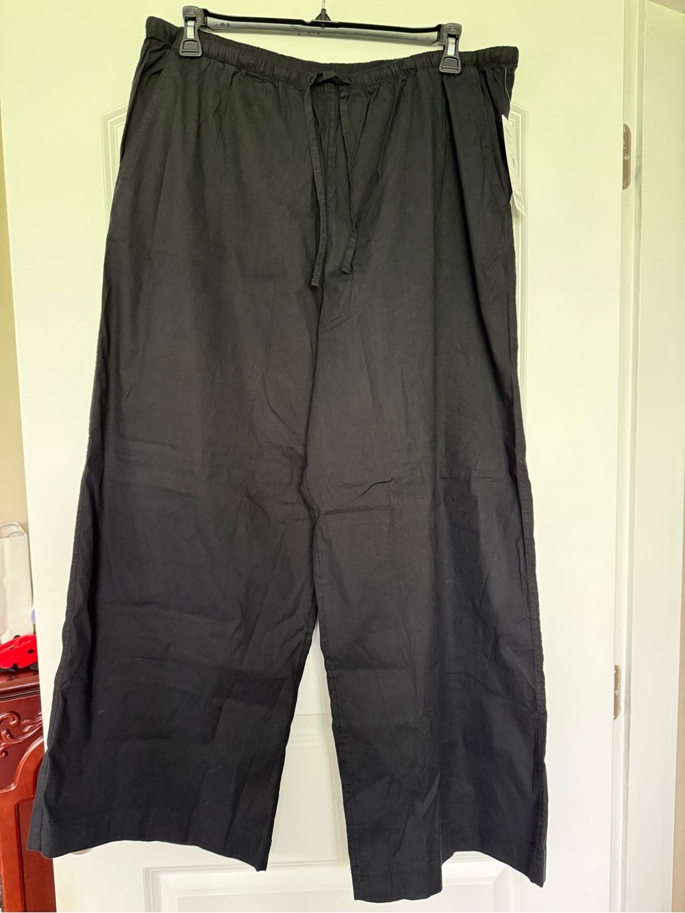 NWT Athleta Paradise Wide-Leg Pants, color black, European Flax Linen